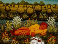 Josip Generalic, 1971, Sanjarenje o zimi (Daydreaming of winter), ulje na staklu (oil on glass)