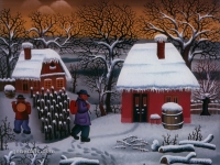 Josip Generalic, 1971, Vinograd zimi (Vineyard in winter), ulje na staklu (oil on glass)