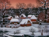 Josip Generalic, 1971, Zimska idila (Winter in a village), ulje na staklu (oil on glass)