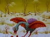 Josip Generalic, 1972, Blue bird in winter, oil on glass