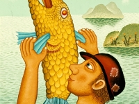 Josip Generalic, 1972, Covjek sa zlatnom ribom (Man with a golden fish), ulje na platnu (oil on canvas)