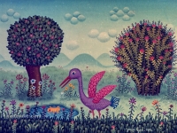 Josip Generalic, 1972, Ljubicasta roda (Purple stork), ulje na platnu (oil on canvas)