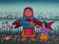 Josip Generalic, 1972, Majka i kci s ribom (Mother and daughter with a fish), ulje na platnu (oil on canvas)