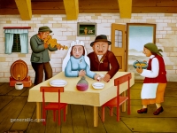 Josip Generalic, 1972, Mladenci za stolom (Newlyweds at the table), ulje na platnu (oil on canvas), 80x100 cm