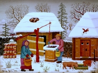 Josip Generalic, 1972, Napajanje svinja (Giving water to pigs), ulje na platnu (oil on canvas)