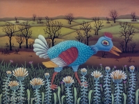 Josip Generalic, 1972, Plava ptica (Blue bird), ulje na staklu (oil on glass)