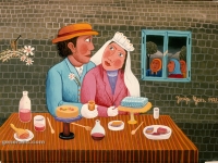 Josip Generalić, 1972, Škicanje mladenaca (Peeking at newlyweds), ulje na platnu (oil on canvas)
