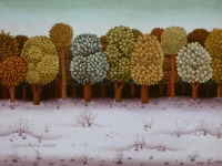 Josip Generalić, 1972, Šuma (A forest), ulje na staklu (oil on glass), 60x80 cm
