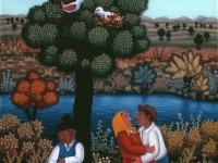Josip Generalic, 1972, Tajna ljubav (Secret love), ulje na staklu (oil on glass)