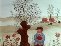 Josip Generalic, 1973, Djecak s bundevom (Boy with a pumpkin), akvarel (watercolour)