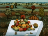 Josip Generalic, 1973, Jabuke (Apples), ulje na staklu (oil on glass), 91x95 cm