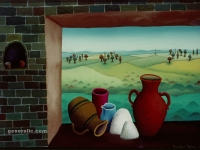 Josip Generalic, 1973, Mrtva priroda (Still life), ulje na staklu (oil on glass), 42x57 cm