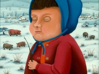 Josip Generalic, 1973, Pospani Goran (Sleepy Goran), ulje na staklu (oil on glass), 91x95 cm