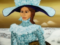Josip Generalić, 1973, Sofija Loren (Sophia Loren), ulje na staklu (oil on glass), 150×120 cm