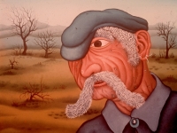 Josip Generalic, 1973, Starac (Old man), ulje na staklu (oil on glass)