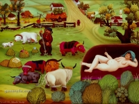 Josip Generalic, 1973, Yadwigha, ulje na staklu (oil on glass), 120x170 cm