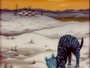 Josip Generalic, 1974, Blue cat on snow, oil on glass, 50x45 cm