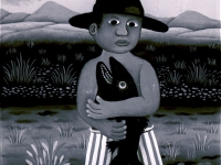 Josip Generalić, 1974, Čovjek drži ribu (Man holding a fish)