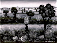 Josip Generalic, 1974, Kukac na Dravi (River Drava and a bug), ulje na staklu (oil on glass)