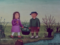 Josip Generalic, 1974, Par s cvijecem (Couple with flowers), ulje na platnu (oil on canvas)