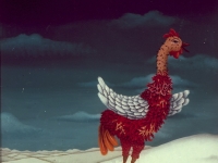 Josip Generalic, 1974, Pijevac u zimi (Rooster in winter), ulje na staklu (oil on glass), 55x45 cm