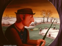 Josip Generalic, 1974, Tatek peca (Daddy is fishing), ulje na staklu (oil on glass), p-100 cm