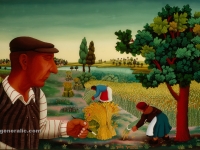 Josip Generalic, 1974, Tatek slika (Father is painting), ulje na staklu (oil on glass), 100x150 cm