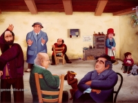 Josip Generalic, 1975, Goran medu doktorima (Goran among doctors), ulje na staklu (oil on glass), 120x180 cm