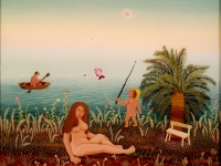 Josip Generalic, 1975, Naturisticka obitelj (Naturist family), ulje na staklu (oil on glass)