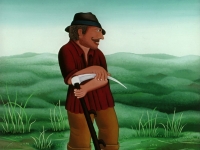 Josip Generalic, 1976, Kosac (Mower), ulje na staklu (oil on glass)