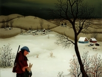 Josip Generalic, 1976, Lovac sa zecom (Hunter with a rabbit), ulje na staklu (oil on glass)