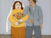 Josip Generalic, 1976, Mladenci (Newlyweds), ulje na staklu (oil on glass)