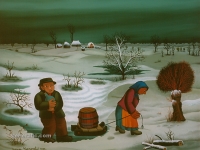 Josip Generalic, 1976, Povratak iz vinograda (Return from vineyard), ulje na staklu (oil on glass), 40x50 cm (1)