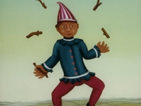 Josip Generalić, 1976, Žongler (Juggler), ulje na staklu (oil on glass)