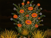 Josip Generalic, 1977, Cvijece u noci (Flowers in the night), ulje na staklu (oil on glass)