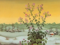 Josip Generalic, 1977, Cvijece zimi (Flowers in winter), ulje na staklu (oil on glass), 46x35 cm