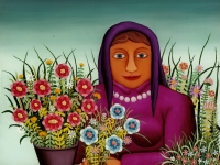 Josip Generalic, 1977, Cvjecarica (Florist), ulje na staklu (oil on glass)