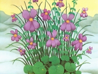 Josip Generalic, 1977, Ljubicice (Violets), ulje na staklu (oil on glass)