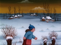 Josip Generalic, 1977, Mala klizacica (Little skater), ulje na staklu (oil on glass)