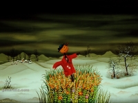 Josip Generalić, 1977, Plašilo (Scarecrow), ulje na staklu (oil on glass), 62x90 cm