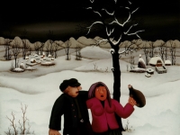 Josip Generalic, 1977, Povratak iz vinograda (Return from vineyard), ulje na staklu (oil on glass)