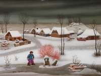 Josip Generalic, 1977, Usamljeni klizac (Lone skater), ulje na staklu (oil on glass)