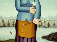 Josip Generalić, 1977, Žena s cvijetom (Woman with a flower), ulje na platnu (oil on canvas)