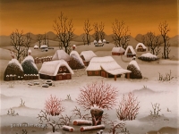 Josip Generalic, 1977, Zima (Winter), ulje na staklu (oil on glass), 30x35 cm