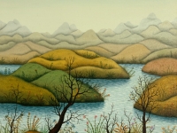 Josip Generalić, 1978, Pejzaž s Dravom (Landscape with river Drava), ulje na platnu (oil on canvas), 70x55 cm