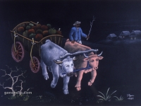 Ivan Generalic, 1981, Krave s bundevama (Cows heaving pumpkins), pastel