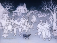 Ivan Generalic, 1981, Zabava s glazbom (Party with music), ulje na staklu (oil on glass)
