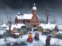 Ivan Generalic, 1982, Odlazak iz crkve (Leaving the church), ulje na staklu (oil on glass)