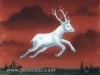 Ivan Generalic, 1985, A deer in the air, oil on glass