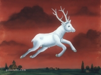 Ivan Generalic, 1985, Jelen u zraku (A deer in the air), ulje na staklu (oil on glass)